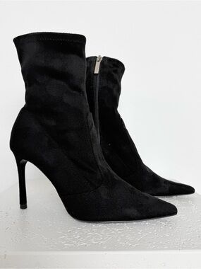 Zara Black Pointed Sock Stiletto Ankle Boots